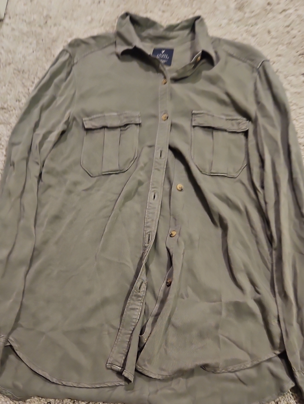 American Eagle Outfitters Olive Green Lightweight Button-Up Shirt Jacket